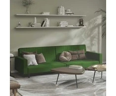 Dvivietė sofa-lova, tamsiai žalios spalvos, aksomas