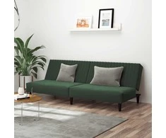 Dvivietė sofa-lova, tamsiai žalios spalvos, aksomas