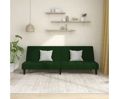 Dvivietė sofa-lova, tamsiai žalios spalvos, aksomas