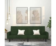 Dvivietė sofa-lova, tamsiai žalios spalvos, aksomas