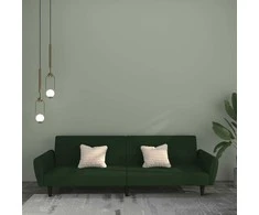 Dvivietė sofa-lova, tamsiai žalios spalvos, aksomas