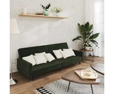 Dvivietė sofa-lova, tamsiai žalios spalvos, aksomas