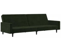 Dvivietė sofa-lova, tamsiai žalios spalvos, aksomas