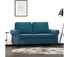 Dvivietė sofa, mėlynos spalvos, 120cm, aksomas
