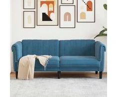 Dvivietė sofa, mėlynos spalvos, aksomas