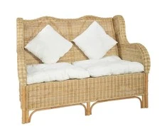 Dvivietė sofa, natūralus ratanas ir linas