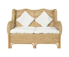 Dvivietė sofa, natūralus ratanas ir linas