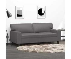 Dvivietė sofa, pilkos spalvos, 140cm, dirbtinė oda