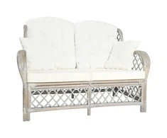 Dvivietė sofa, pilkos spalvos, ratanas