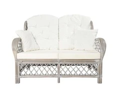 Dvivietė sofa, pilkos spalvos, ratanas