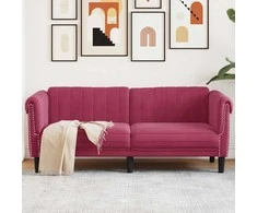 Dvivietė sofa, raudonojo vyno spalvos, aksomas