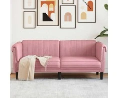 Dvivietė sofa, rožinės spalvos, aksomas
