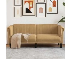 Dvivietė sofa, rudos spalvos, dirbtinė versta oda