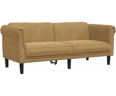 Dvivietė sofa, rudos spalvos, dirbtinė versta oda