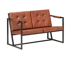 Dvivietė sofa, rudos spalvos, tikra ožkos oda