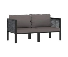 Dvivietė sofa su pagalvėlėmis, antracito spalvos, poliratanas