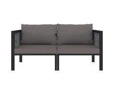 Dvivietė sofa su pagalvėlėmis, antracito spalvos, poliratanas