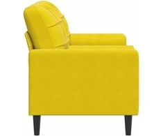 Dvivietė sofa su pagalvėlėmis, geltonos spalvos, 140cm, aksomas