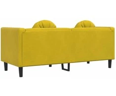Dvivietė sofa su pagalvėlėmis, geltonos spalvos, aksomas