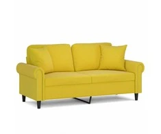 Dvivietė sofa su pagalvėlėmis, geltonos spalvos, 140cm, aksomas
