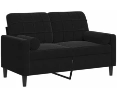 Dvivietė sofa su pagalvėlėmis, juodos spalvos, 120cm, aksomas