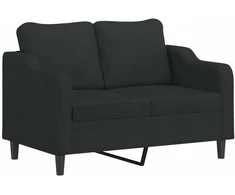 Dvivietė sofa su pagalvėlėmis, juodos spalvos, 120cm, audinys