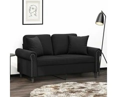 Dvivietė sofa su pagalvėlėmis, juodos spalvos, 120cm, aksomas