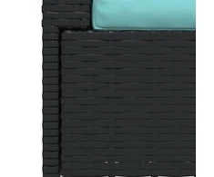 Dvivietė sofa su pagalvėlėmis, juodos spalvos, poliratanas
