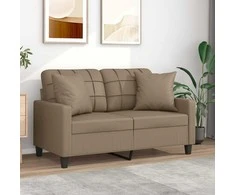 Dvivietė sofa su pagalvėlėmis, kapučino, 120cm, dirbtinė oda