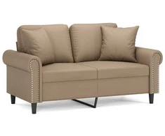 Dvivietė sofa su pagalvėlėmis, kapučino, 120cm, dirbtinė oda