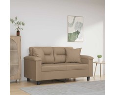 Dvivietė sofa su pagalvėlėmis, kapučino, 120cm, dirbtinė oda