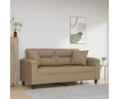 Dvivietė sofa su pagalvėlėmis, kapučino, 140cm, dirbtinė oda