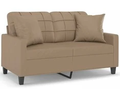 Dvivietė sofa su pagalvėlėmis, kapučino, 120cm, dirbtinė oda
