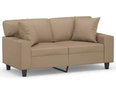 Dvivietė sofa su pagalvėlėmis, kapučino, 120cm, dirbtinė oda