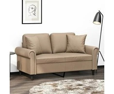 Dvivietė sofa su pagalvėlėmis, kapučino, 120cm, dirbtinė oda