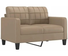 Dvivietė sofa su pagalvėlėmis, kapučino, 120cm, dirbtinė oda