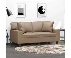 Dvivietė sofa su pagalvėlėmis, kapučino, 120cm, dirbtinė oda