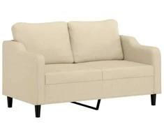 Dvivietė sofa su pagalvėlėmis, kreminės spalvos, 140cm, audinys