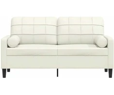 Dvivietė sofa su pagalvėlėmis, kreminės spalvos, 140cm, aksomas