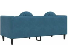 Dvivietė sofa su pagalvėlėmis, mėlynos spalvos, aksomas