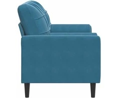 Dvivietė sofa su pagalvėlėmis, mėlynos spalvos, 140cm, aksomas