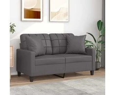 Dvivietė sofa su pagalvėlėmis, pilka, 120cm, dirbtinė oda