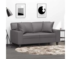 Dvivietė sofa su pagalvėlėmis, pilka, 120cm, dirbtinė oda