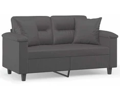 Dvivietė sofa su pagalvėlėmis, pilka, 120cm, dirbtinė oda