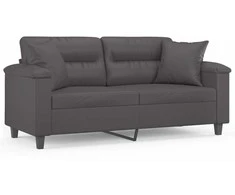 Dvivietė sofa su pagalvėlėmis, pilka, 140cm, dirbtinė oda
