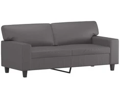 Dvivietė sofa su pagalvėlėmis, pilka, 140cm, dirbtinė oda