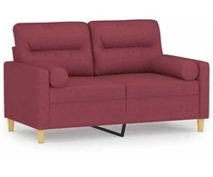 Dvivietė sofa su pagalvėlėmis, raudonojo vyno, 120cm, audinys