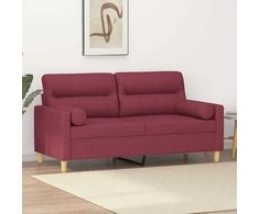 Dvivietė sofa su pagalvėlėmis, raudonojo vyno, 140cm, audinys