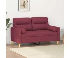 Dvivietė sofa su pagalvėlėmis, raudonojo vyno, 120cm, audinys