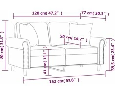 Dvivietė sofa su pagalvėlėmis, rožinės spalvos, 120cm, aksomas